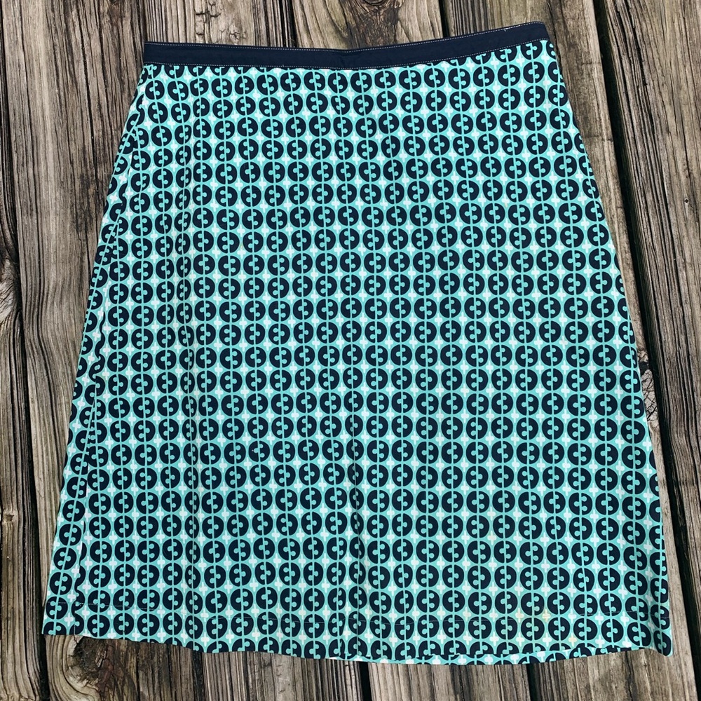 Boden A-line Cotton Skirt Size Geo Print Fully Lined Side Hidden Zip preppy